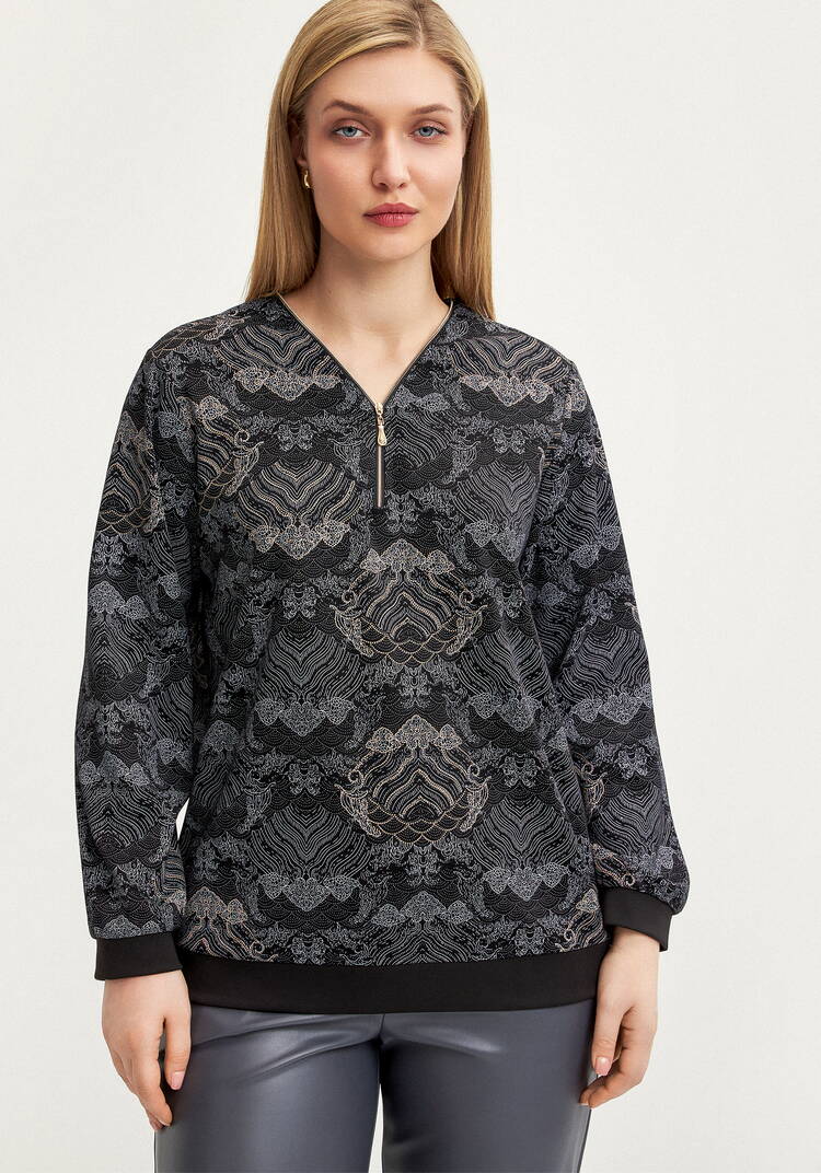 Блуза на молнии из трикотажа шир.  750, рис. 12