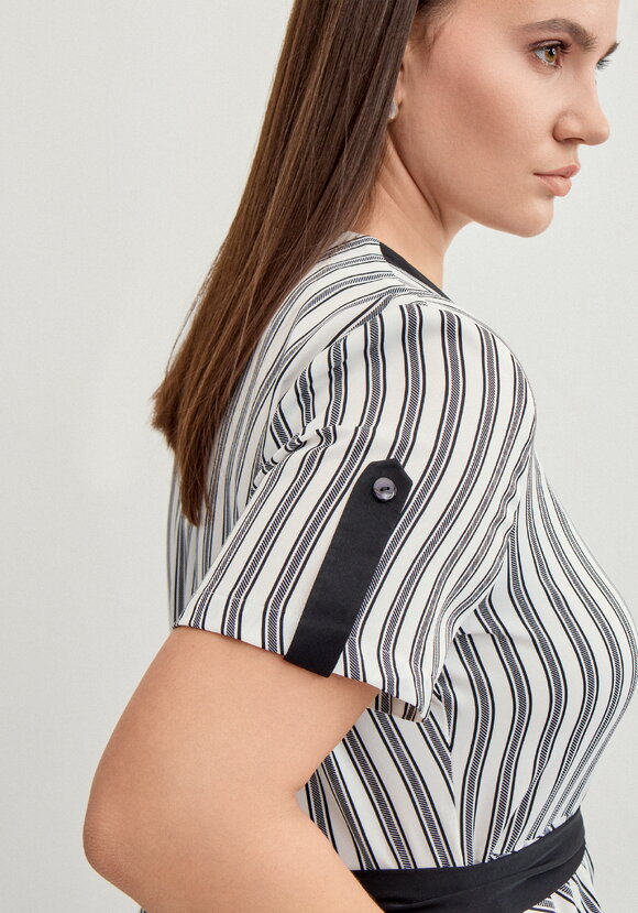 Платье в полоску с контрастной окантовкой шир.  580, рис. 12