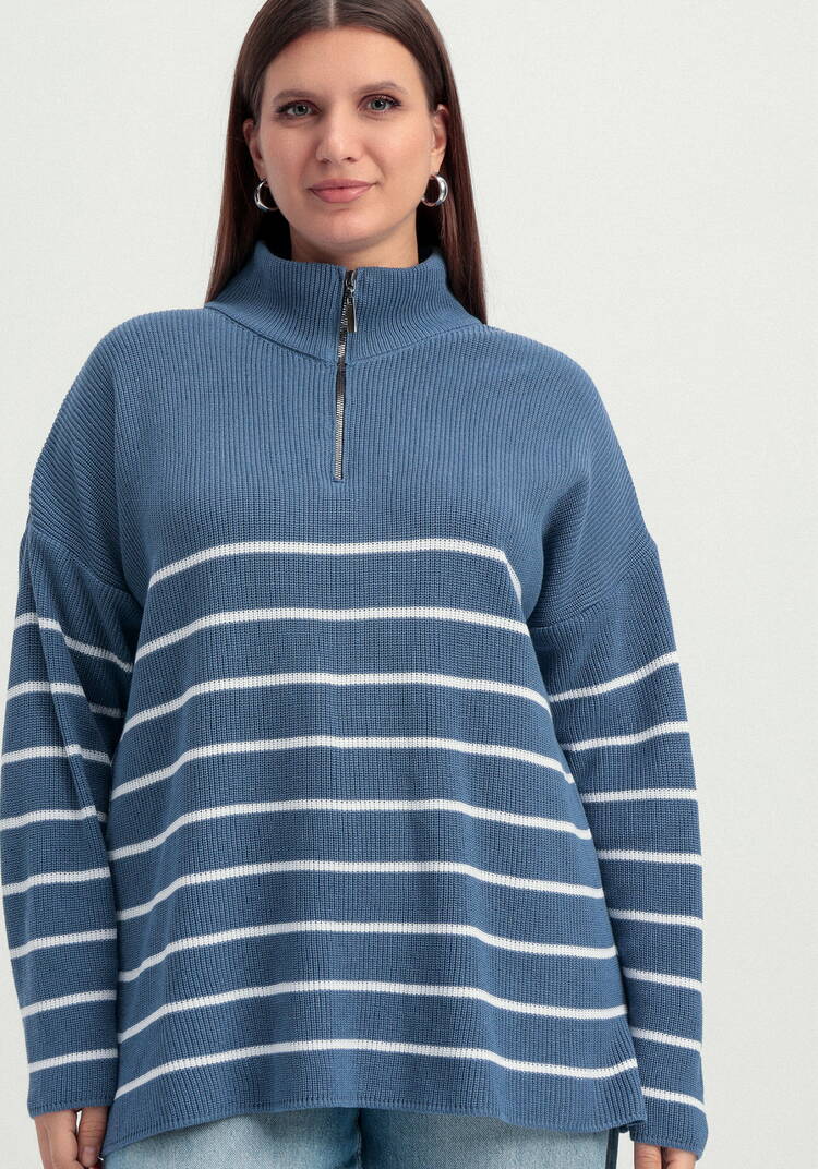 Джемпер в полоску с воротником-поло на молнии шир.  750, рис. 12