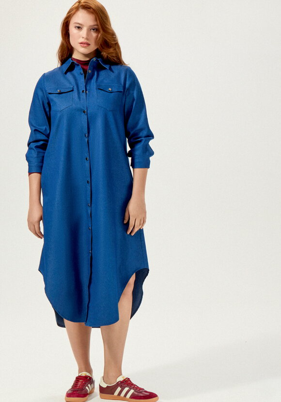 Платье-рубашка А-силуэта на кнопках шир.  580, рис. 4