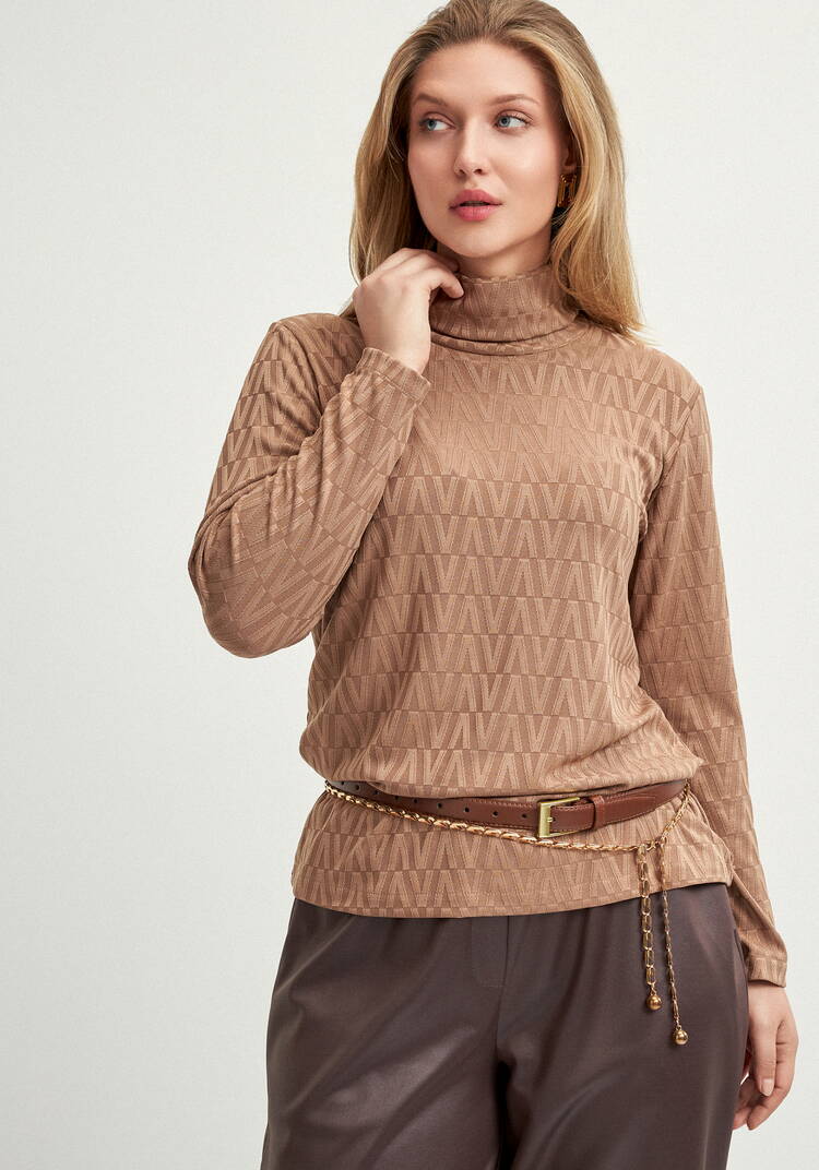 Водолазка с фактурным рисунком и воротом шир.  750, рис. 8