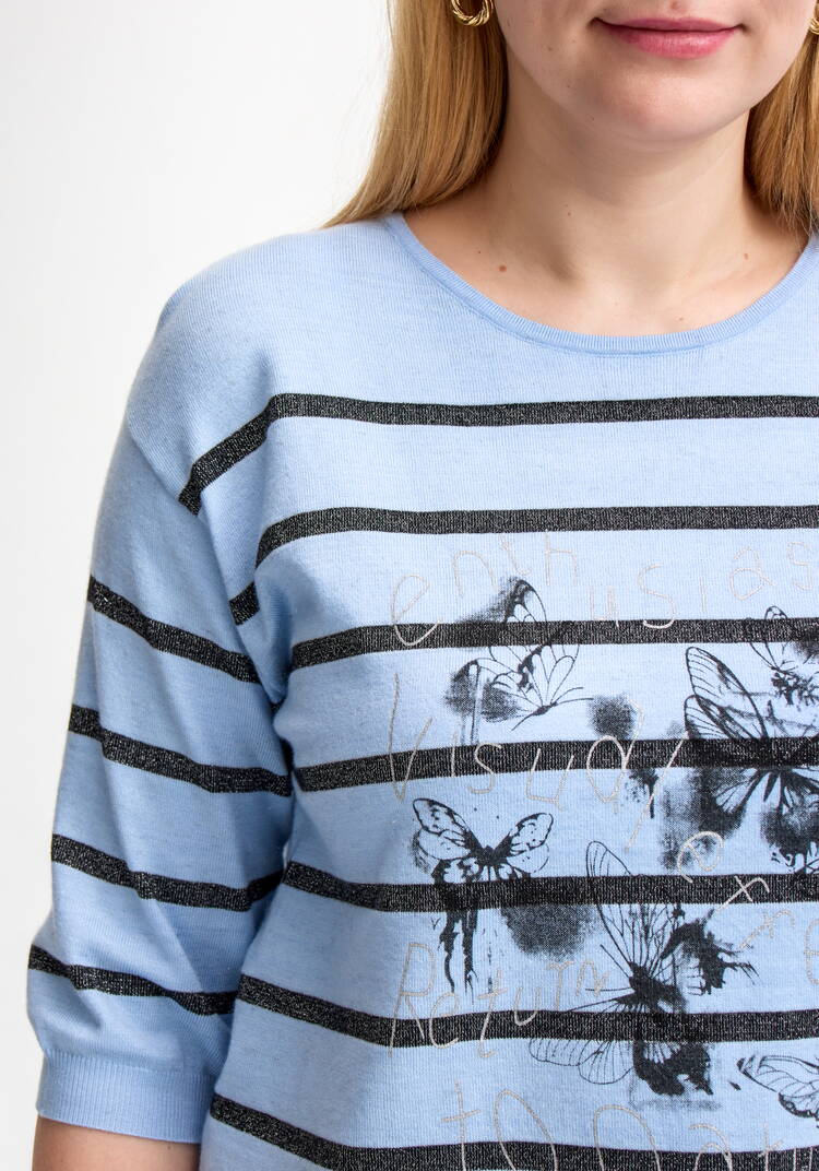 Блуза в полоску с принтом шир.  750, рис. 5