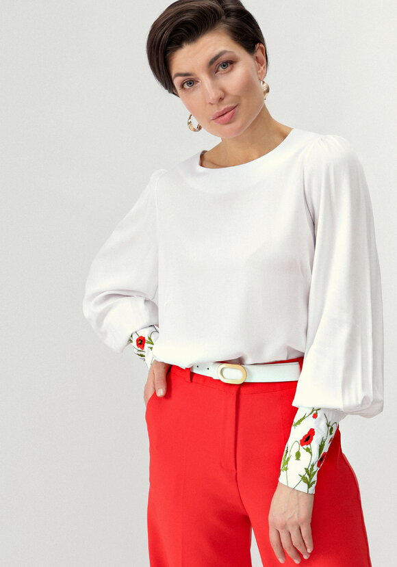 Блуза с цветочной вышивкой на манжетах шир.  580, рис. 13