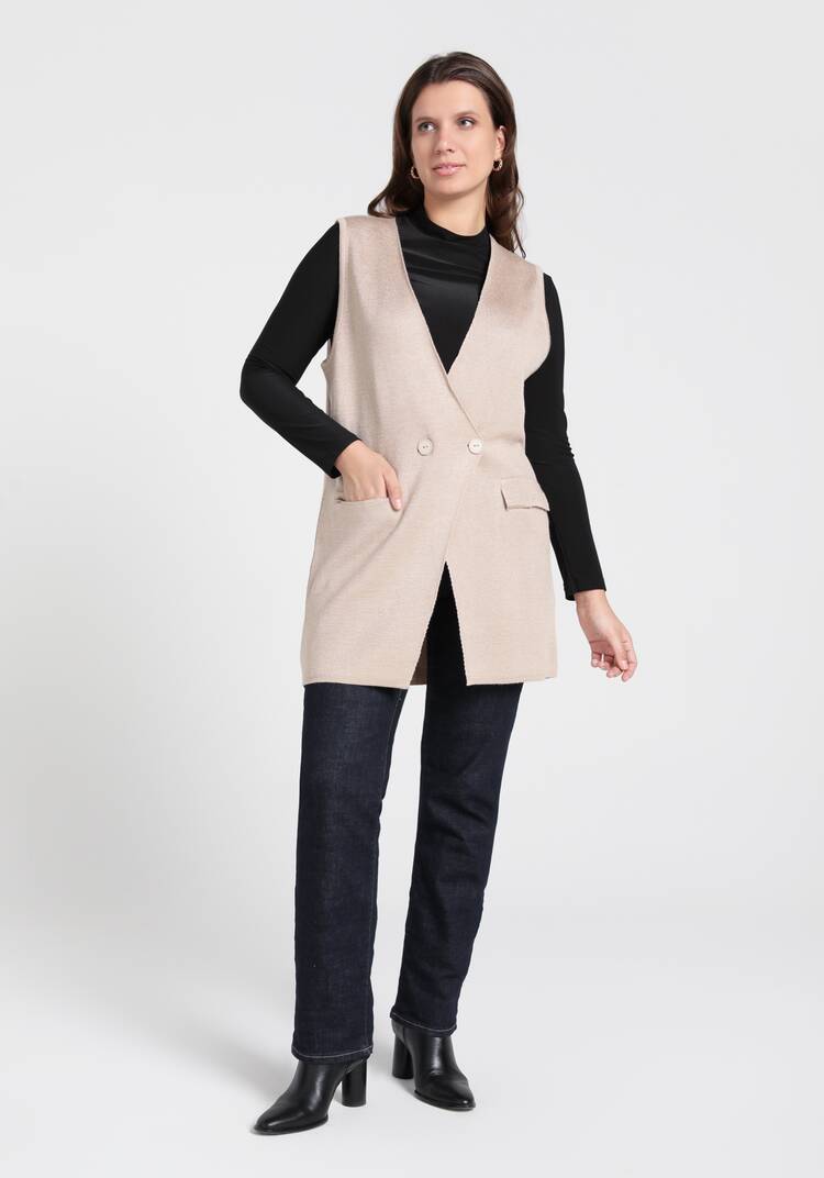 Жилет на пуговицах свободного силуэта шир.  750, рис. 8