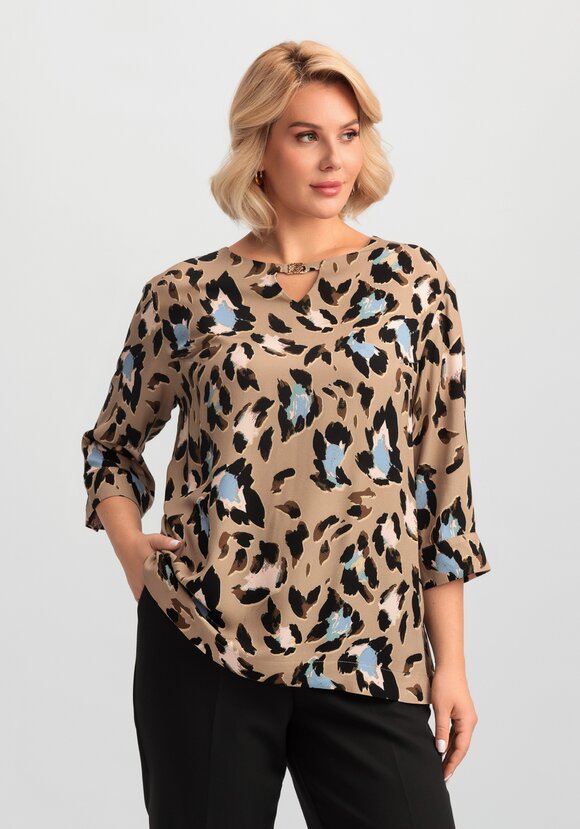 Блуза из вискозы с анималистичным принтом шир.  580, рис. 8