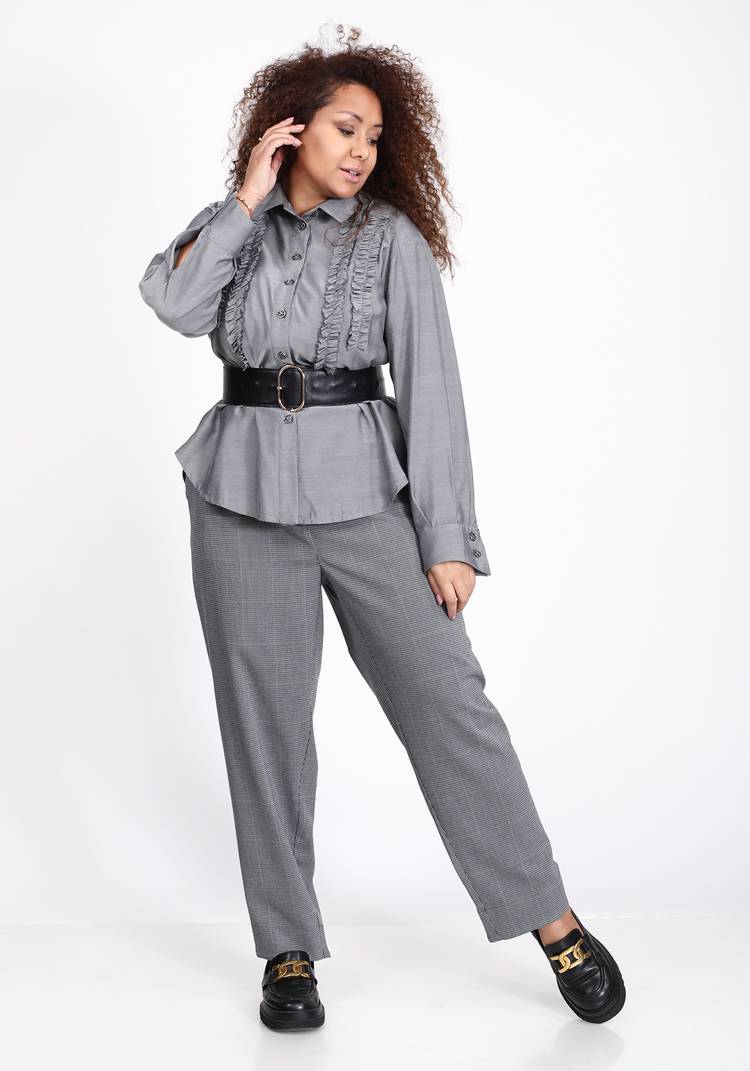 Брюки широкие с принтом пье-де-пуль шир.  750, рис. 7