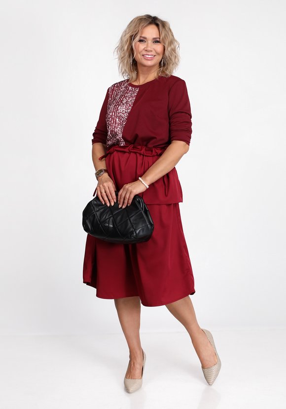 Платье комбинированное с принтом на груди шир.  580, рис. 4