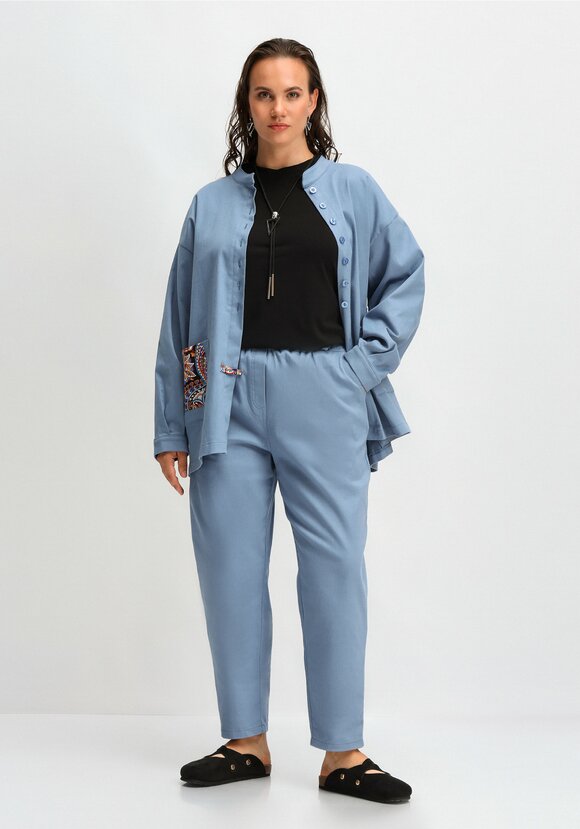 Брюки с контрастной отделкой шир.  580, рис. 10