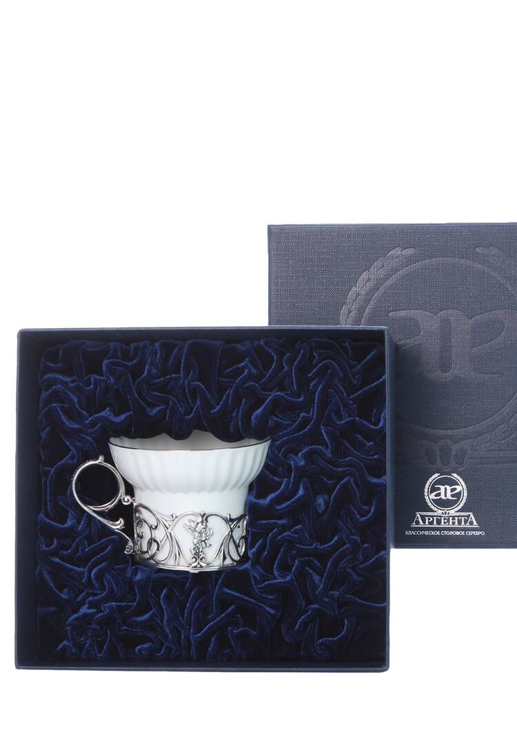 Чайная чашка Ангел фарфор, серебро шир.  750, рис. 2