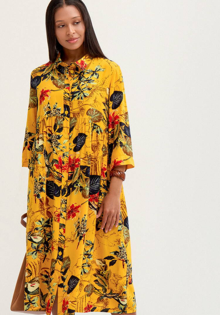 Платье рубашка с тропическим принтом шир.  750, рис. 18