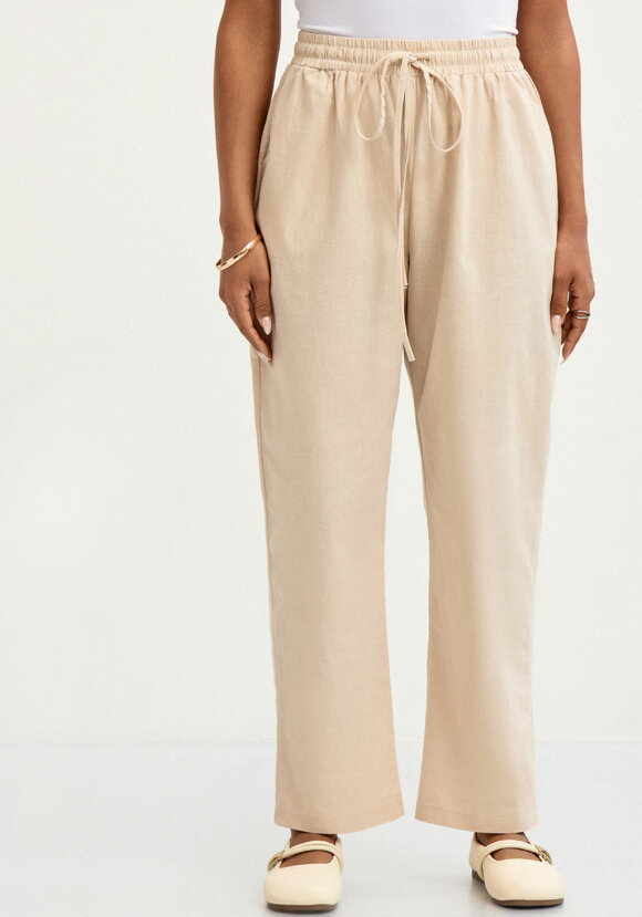 Брюки прямые изо льна с карманами шир.  580, рис. 4