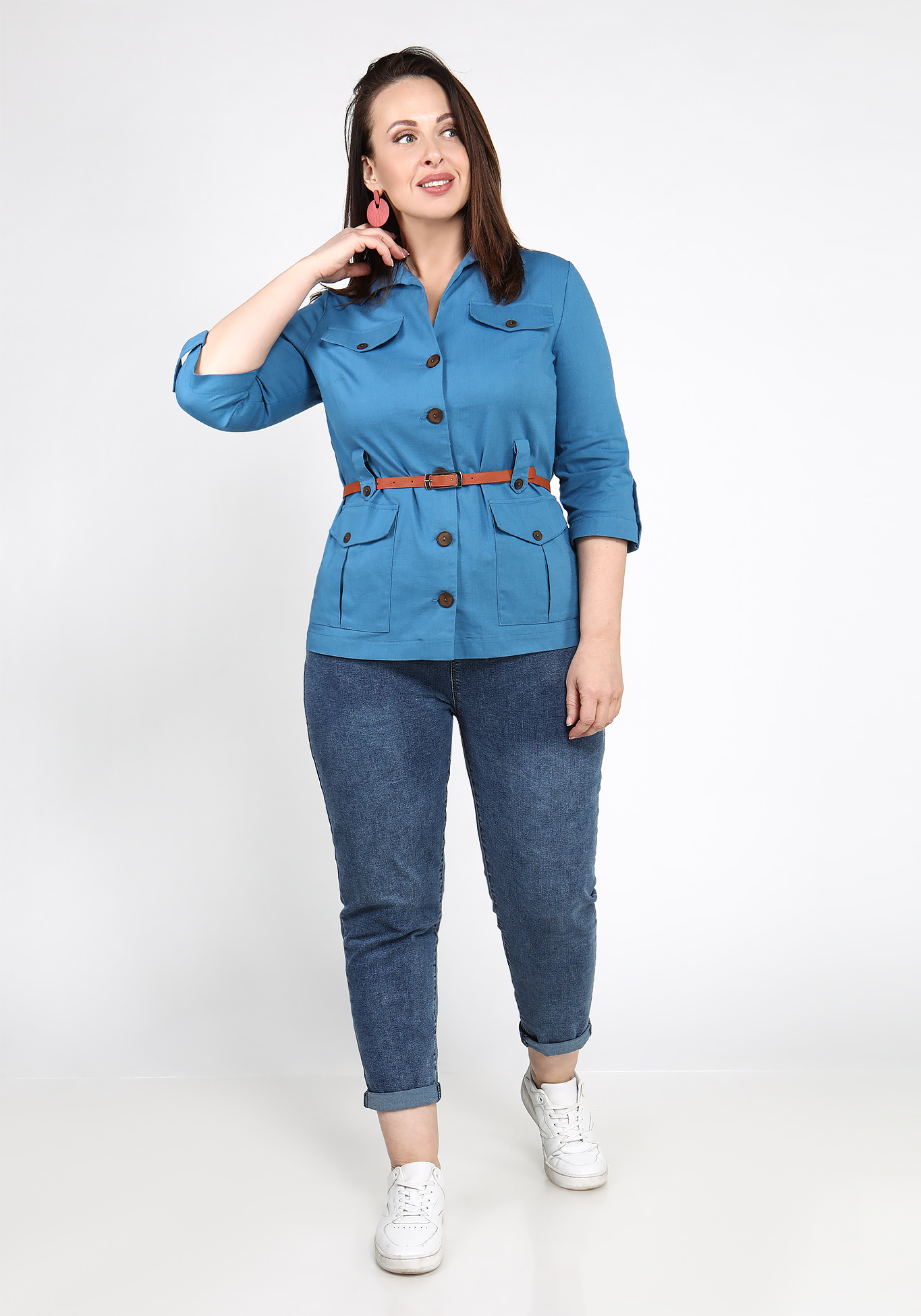 Жакет в стиле сафари "Николь" Julia Weber, размер 58, цвет джинсовый - фото 4