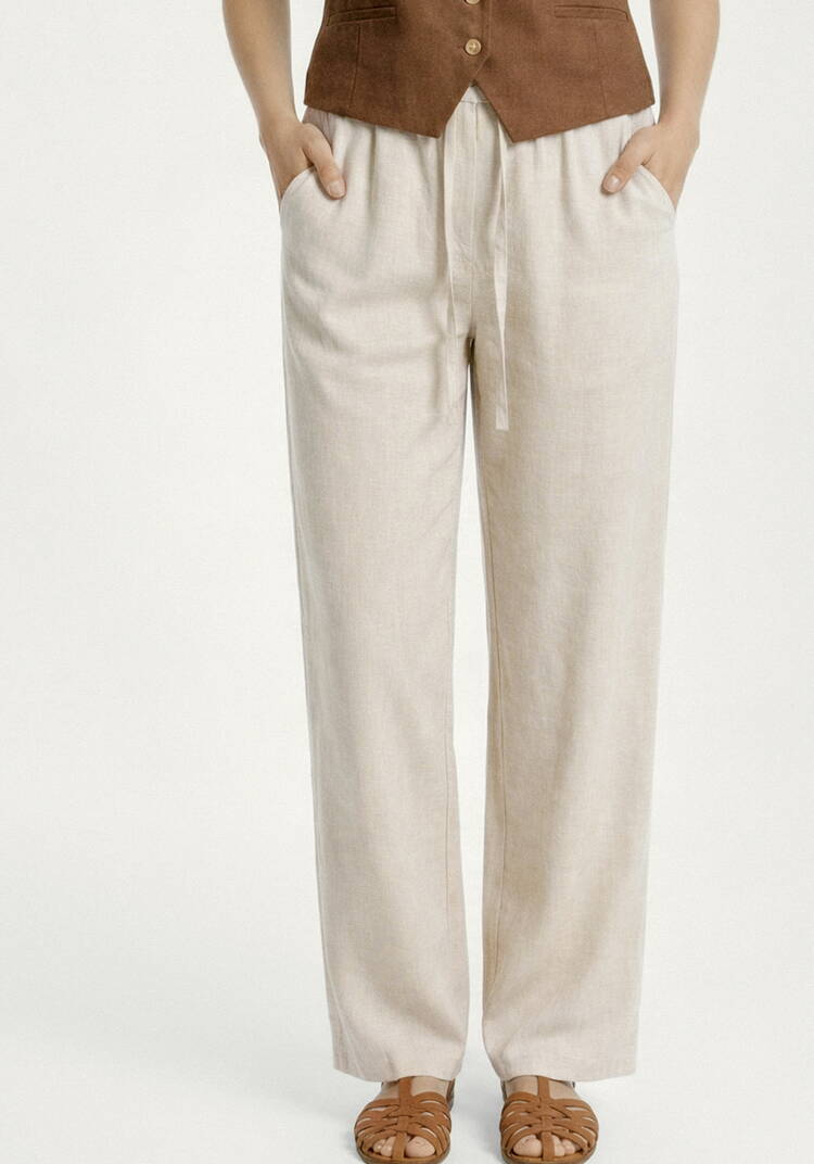 Брюки прямые от бедра из льна Шаила шир.  750, рис. 2