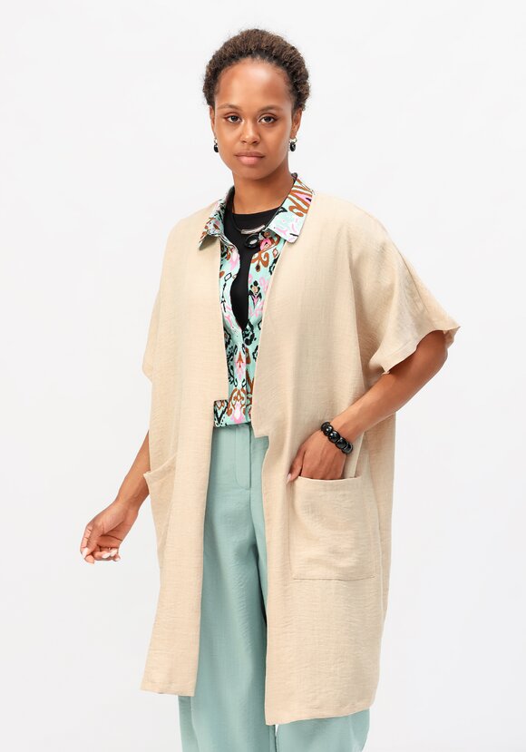 Кардиган-накидка оверсайз со спущенным плечом шир.  580, рис. 1