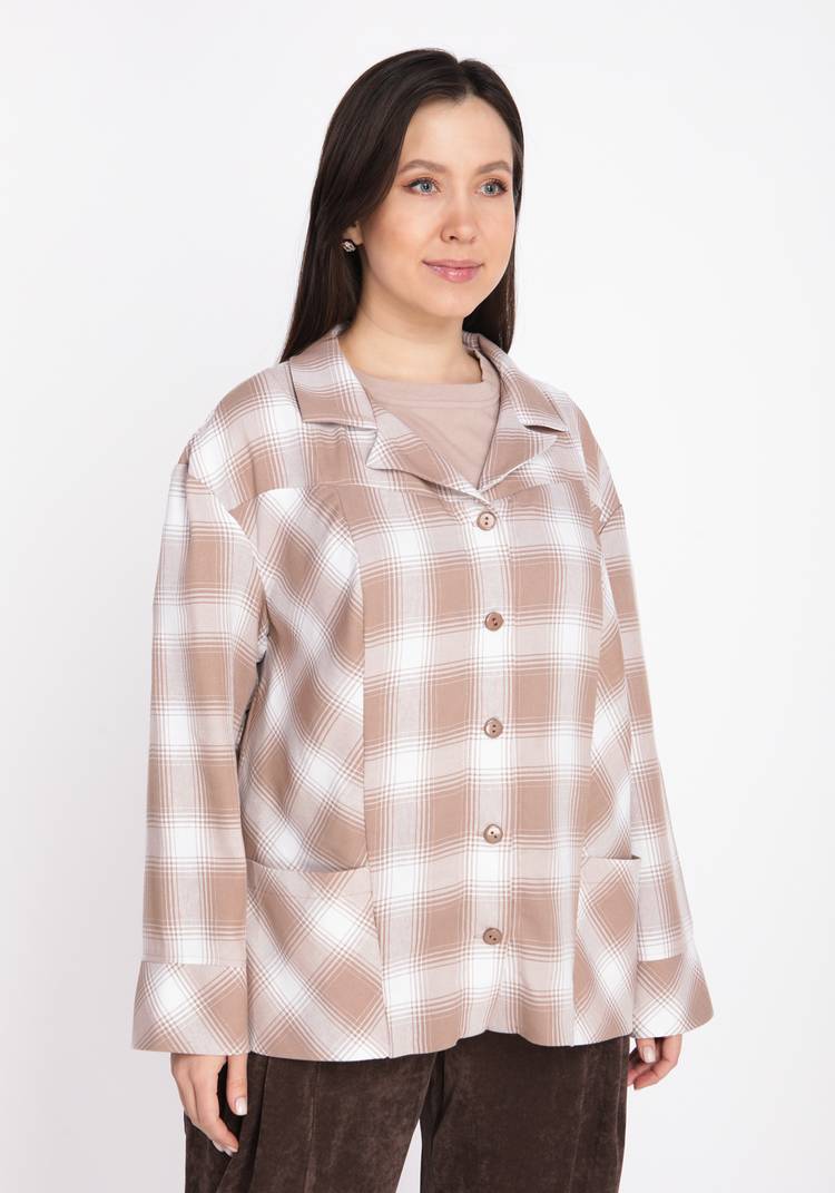 Блуза в клетку с накладными карманами шир.  750, рис. 14