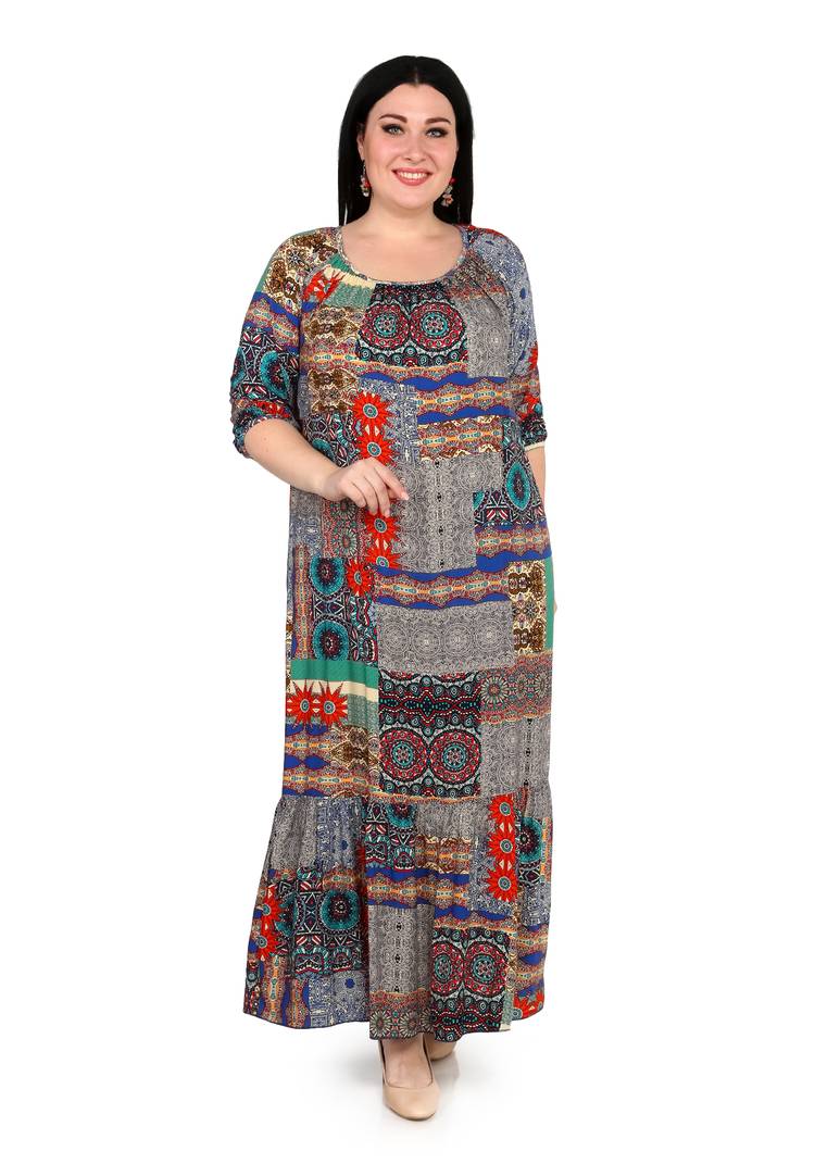 Платье с рисунком и контрастной окантовкой шир.  750, рис. 2