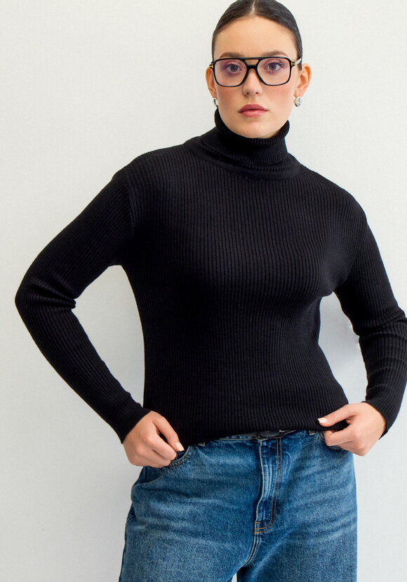 Водолазка в рубчик с высокой горловиной шир.  580, рис. 3