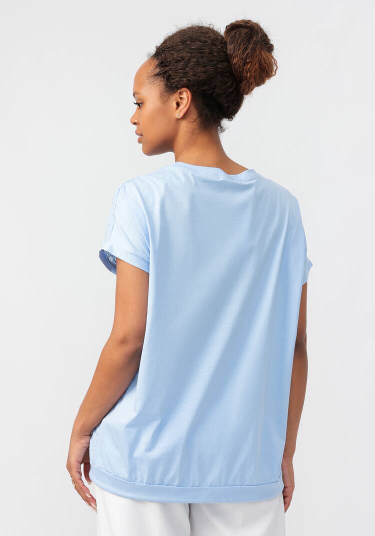 Блуза с принтом и ажурными вставками шир.  750, рис. 8