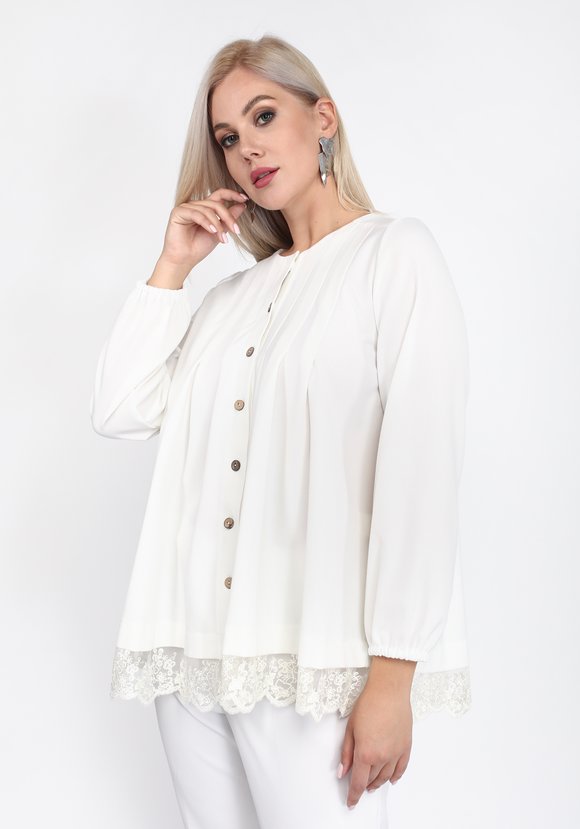 Блуза на пуговицах с отделкой из кружева шир.  580, рис. 1