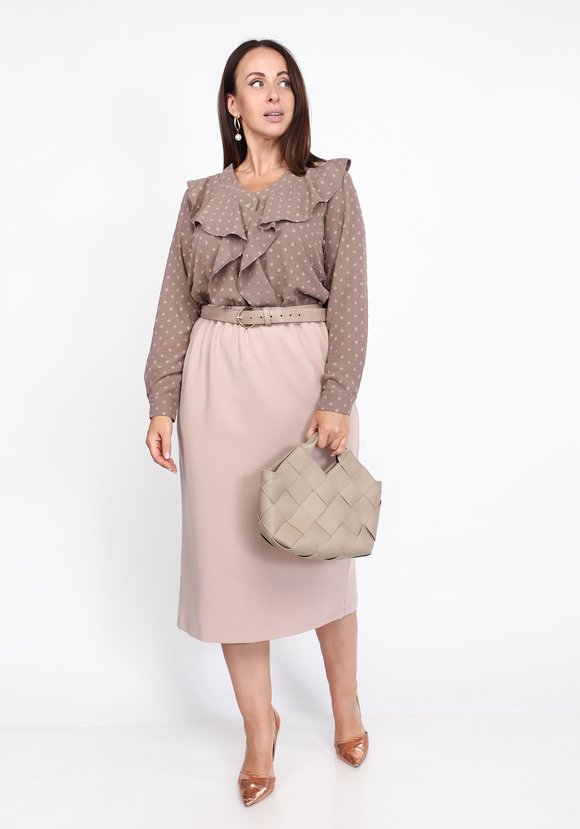 Блуза из фактурной ткани с жабо шир.  580, рис. 1