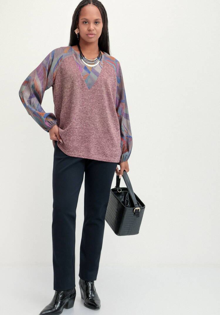 Блуза трикотажная с красочным принтом шир.  750, рис. 9