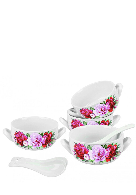 Набор фарфоровых бульонниц с ложками, 4 шт. шир.  580, рис. 13
