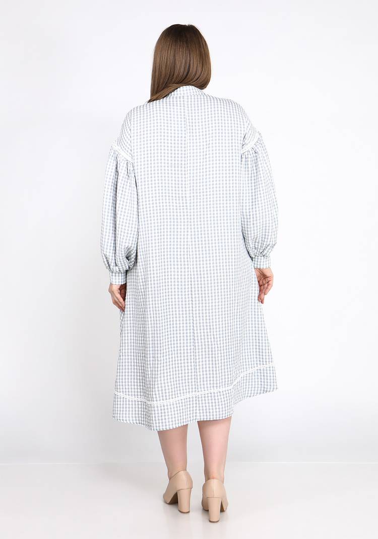 Платье в клетку с рукавами буфами шир.  750, рис. 6