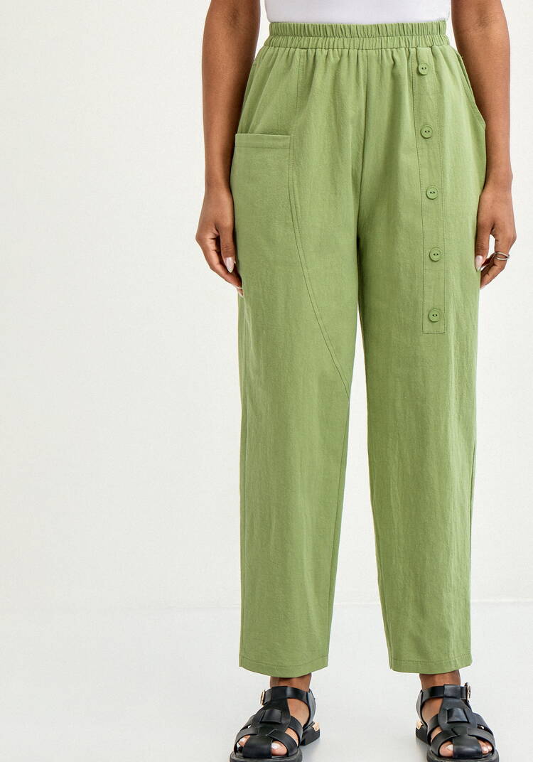 Брюки с декоративной планкой и карманами шир.  750, рис. 4