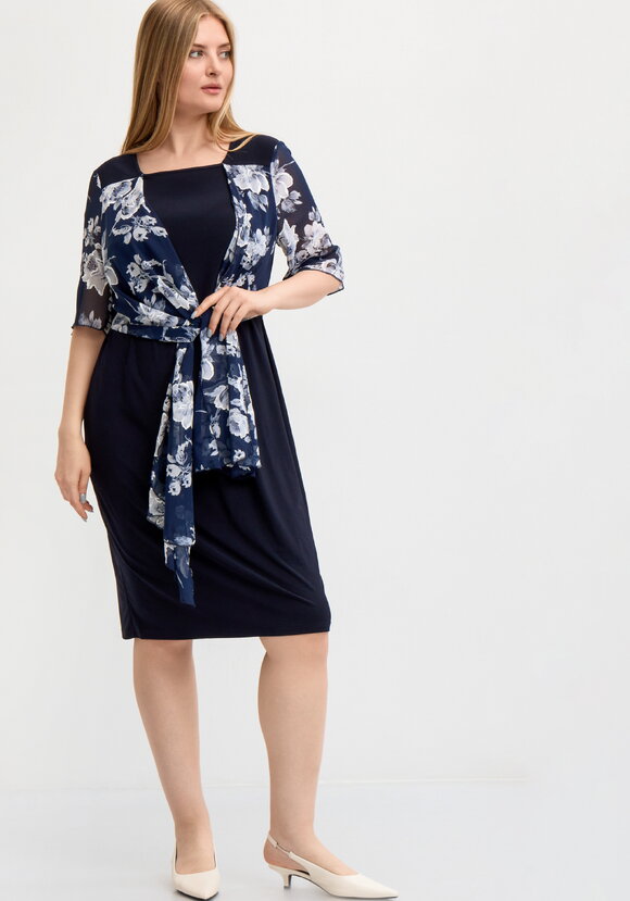 Платье трикотажное с шифоновой накидкой шир.  580, рис. 24