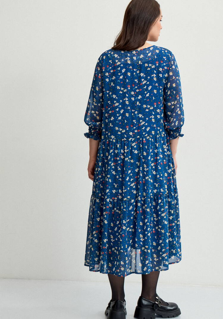 Платье миди из шифона с принтом шир.  750, рис. 38