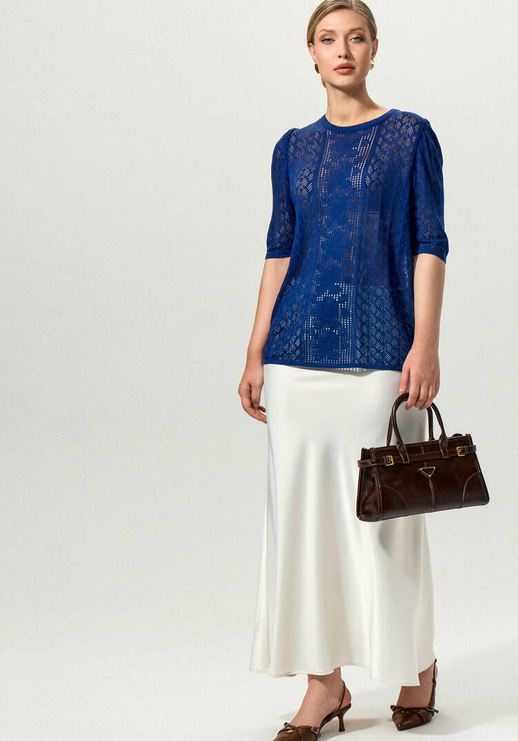 Джемпер с ажурным рисунком и защипами шир.  750, рис. 24