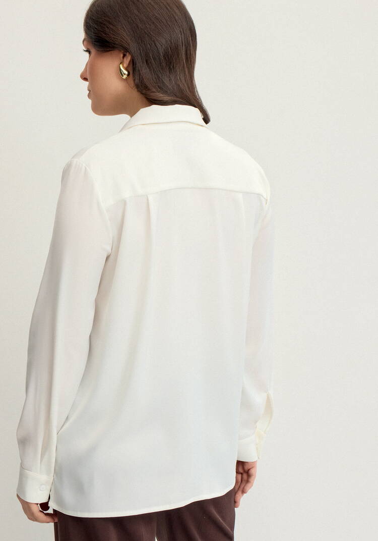 Блуза шелковая с отложным воротом шир.  750, рис. 3