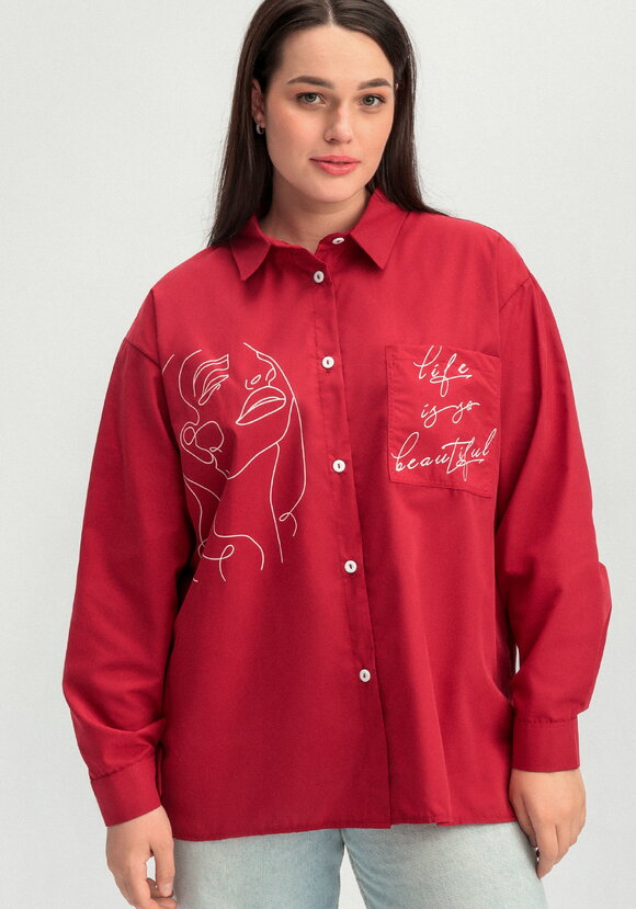 Рубашка с принтом на передней полочке шир.  580, рис. 32