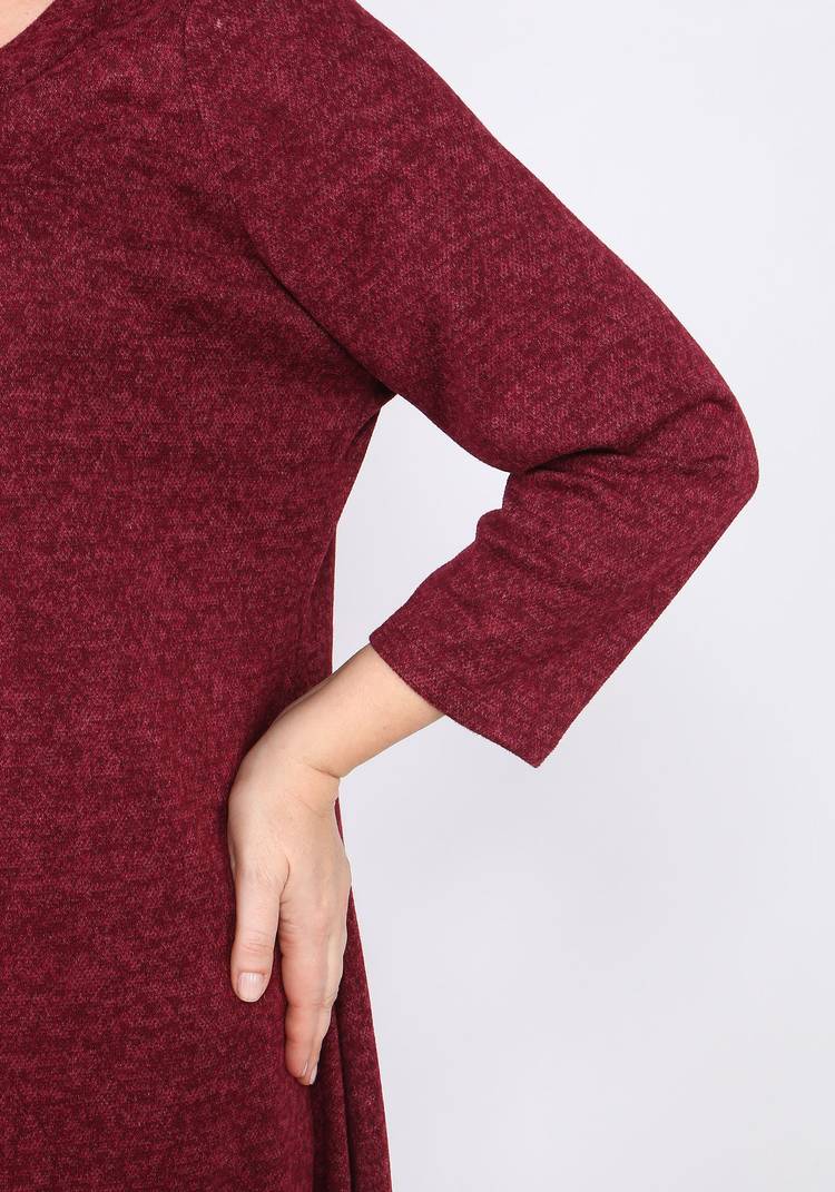 Платье-миди однотонное с длинным рукавом шир.  750, рис. 7