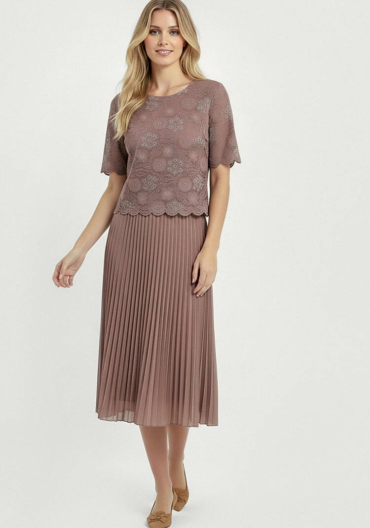 Платье комбинированное с ажурной тканью шир.  750, рис. 1