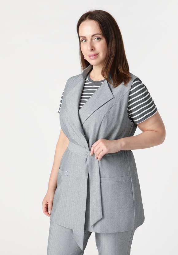 Жилет двубортный однотонный шир.  580, рис. 10