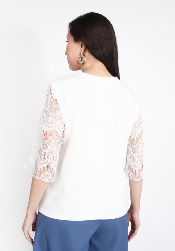 Топ-блуза с кружевным рукавом шир.  580, рис. 10