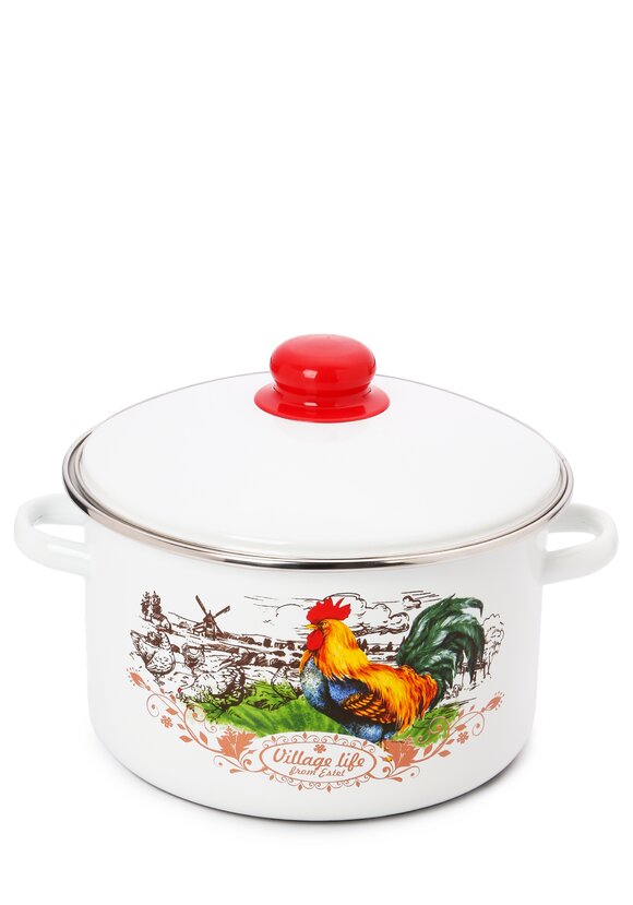 Эмалированная кастрюля с крышкой Петушок шир.  580, рис. 13