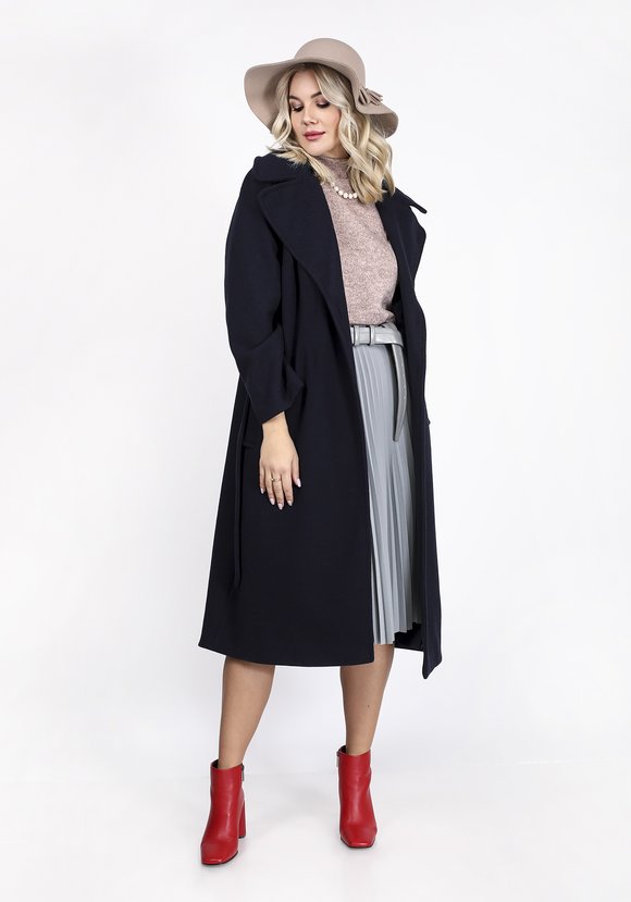 Пальто с поясом и английским воротником шир.  580, рис. 12