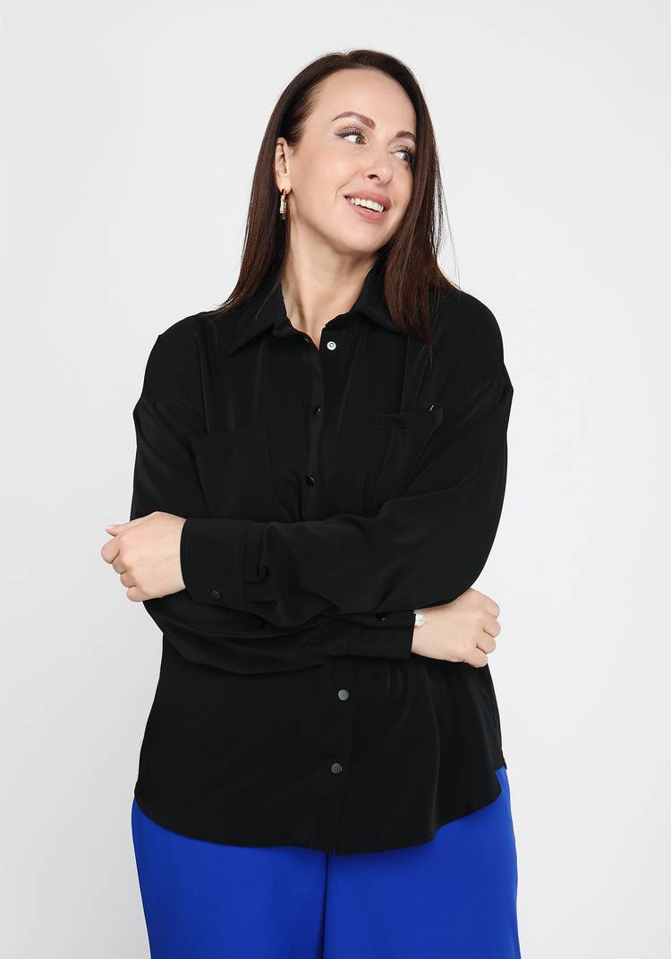 Блуза однотонная оверсайз шир.  750, рис. 7