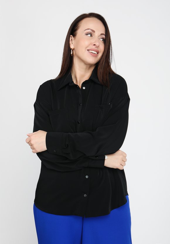 Блуза однотонная оверсайз шир.  580, рис. 7