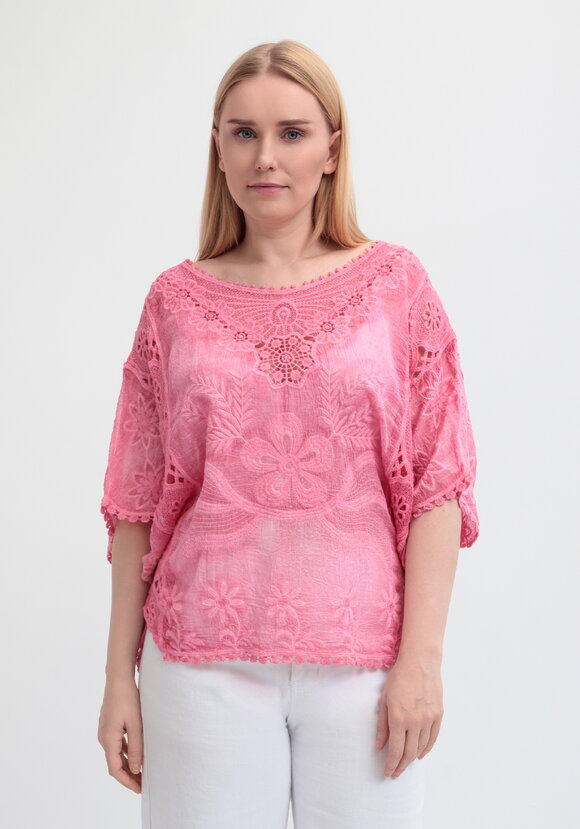 Блуза свободная с кружевным шитьем шир.  580, рис. 28