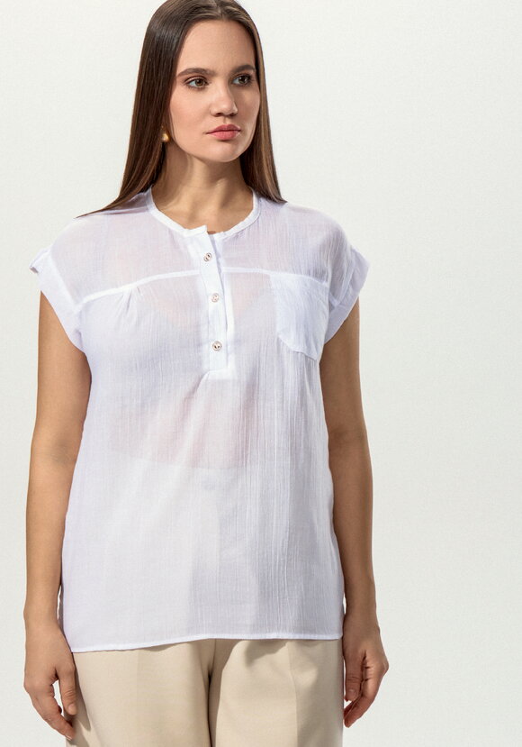 Блуза с коротким рукавом и карманом на груди шир.  580, рис. 4