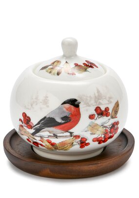 Сахарница фарфоровая Снегири