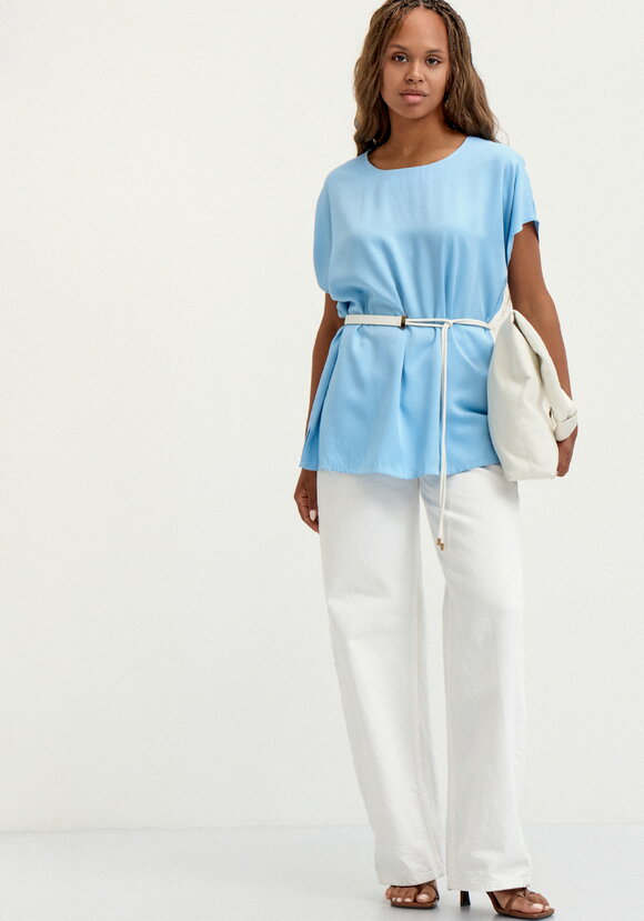 Блуза с коротким рукавом однотонная шир.  580, рис. 18