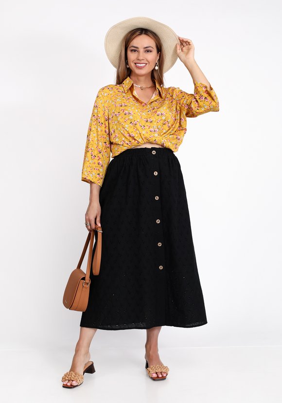 Рубашка на пуговицах с цветочным принтом шир.  580, рис. 1