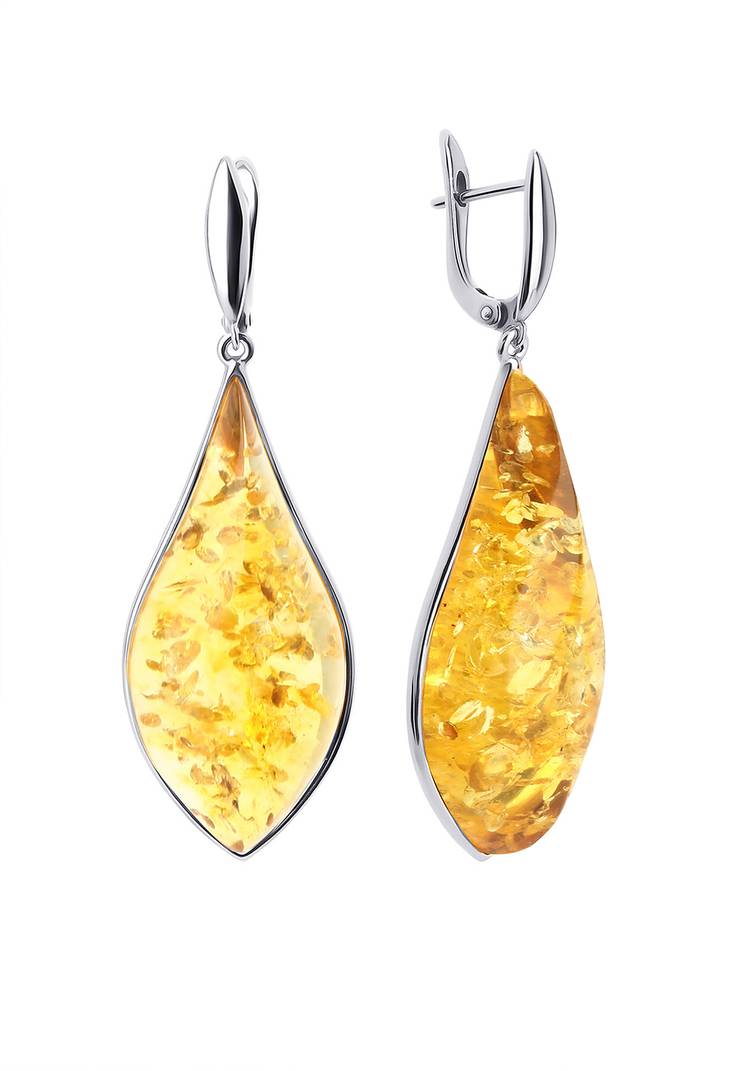 Серебряные серьги  Янтарные брызги шир.  750, рис. 4