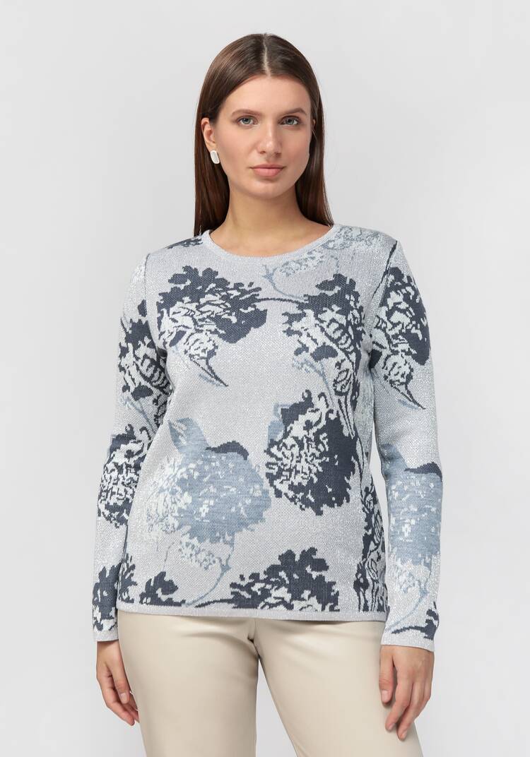 Свитер с растительным принтом и метанитью шир.  750, рис. 18