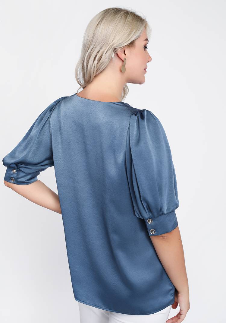 Блуза однотонная с рукавом на манжете шир.  750, рис. 10