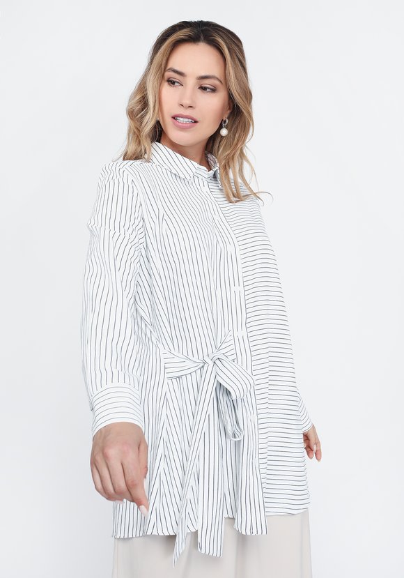 Блуза в полоску с завязкой на талии шир.  580, рис. 2